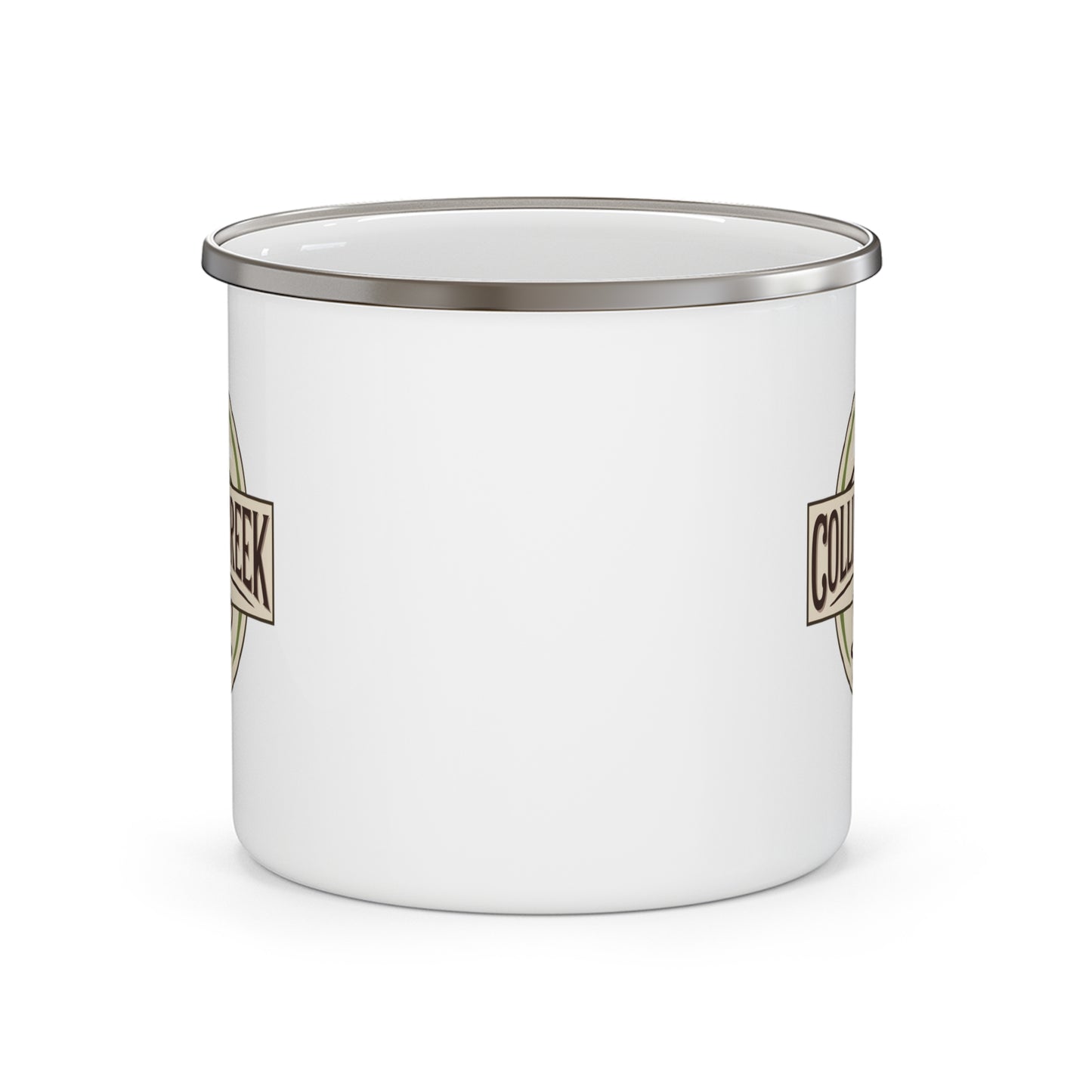 The Logo - Collins Creek Coffee Enamel Mug | Outdoor Adventure Coffee Cup, Rustic Travel Mug for Nature Lovers, Glamping Essentials, Gift for Campers
